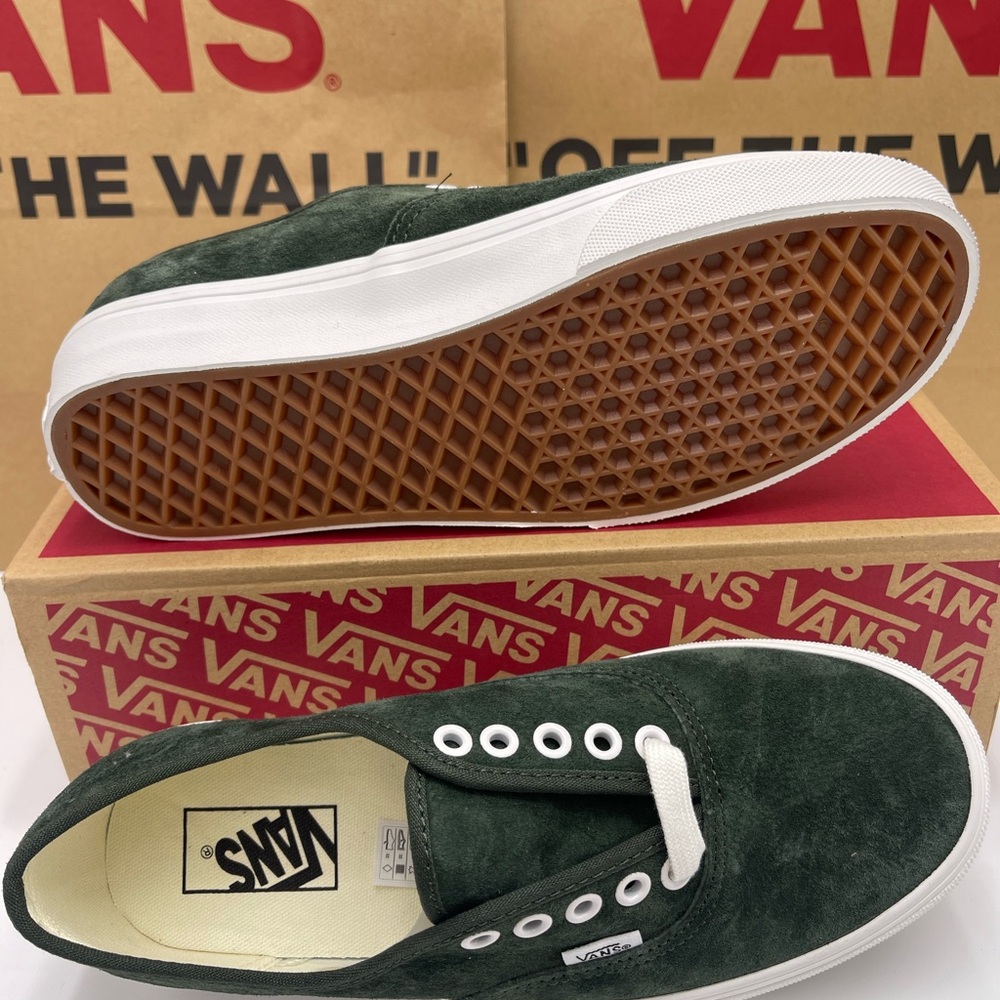 Vans Men’s Dark Green Suede Authentic Pig Suede Dried Kelp VN000D7YEMU Sneakers - Picture 14 of 16